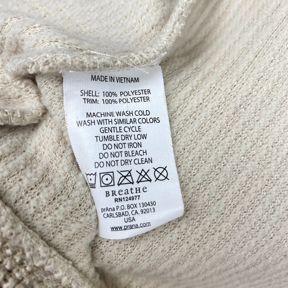 PrAna Tobi Full Zip Sweater Two Tone Cream Beige Pockets Ribbed Knit Women L - Picture 9 of 13